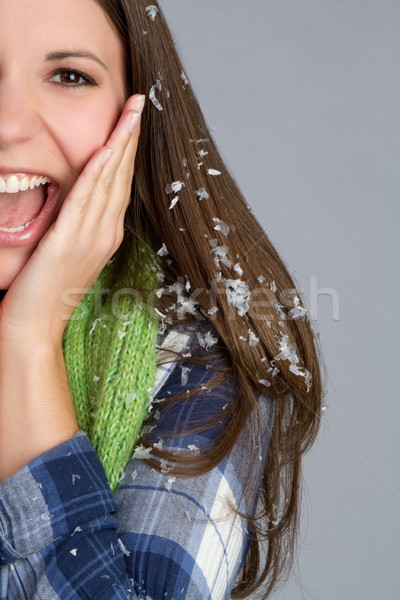 商業照片: 冷 · 冬天 · 女子 · 美麗 · 快樂 · 面對