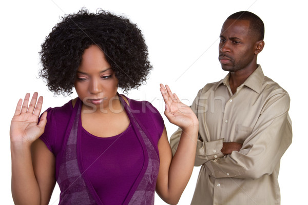 Paar vechten zwarte meisje gezicht man Stockfoto © keeweeboy