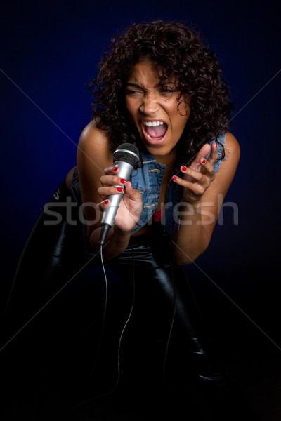 Foto stock: Feminino · cantora · belo · africano · americano · mulher · menina