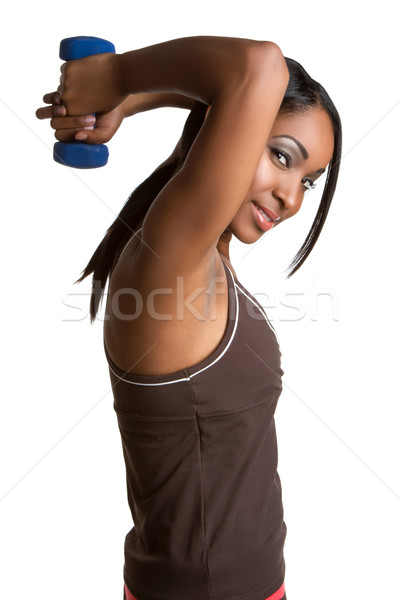 Stockfoto: Vrouw · zwarte · vrouw · gewichten · vrouwen