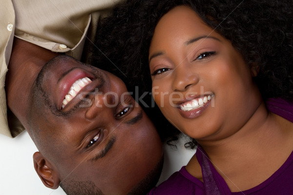 Mutlu siyah çift gülen sevmek kadın Stok fotoğraf © keeweeboy