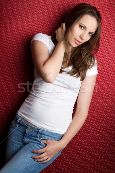 сексуальная женщина Sexy волос красоту джинсов Сток-фото © keeweeboy