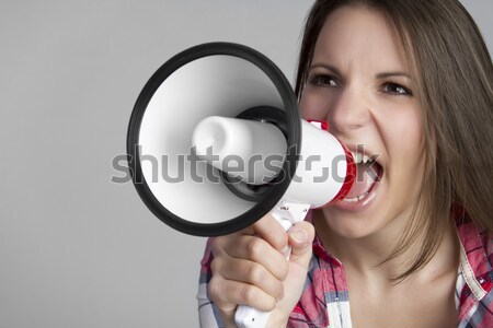 Nő fiatal nő kiabál kéz arc tini Stock fotó © keeweeboy