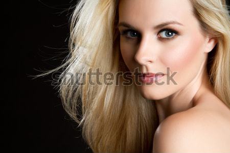 Hermosa rubio mujer negro feliz modelo Foto stock © keeweeboy