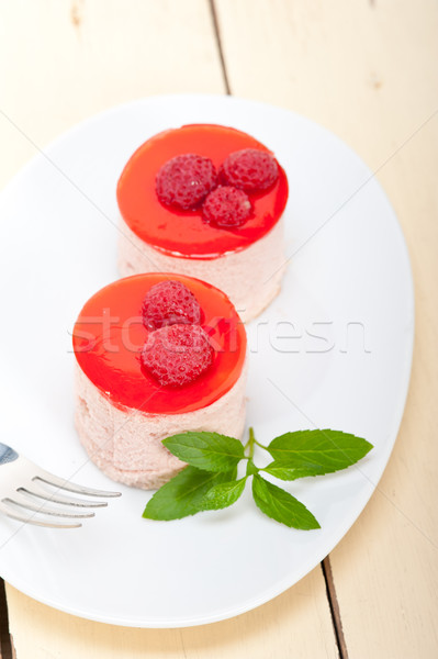 fresh raspberry cake mousse dessert Stock photo © keko64