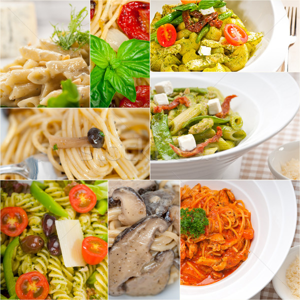 collection of different type of Italian pasta collage Stock photo © keko64