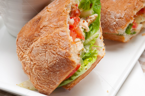 ciabatta panini sandwich with chicken and tomato Stock photo © keko64