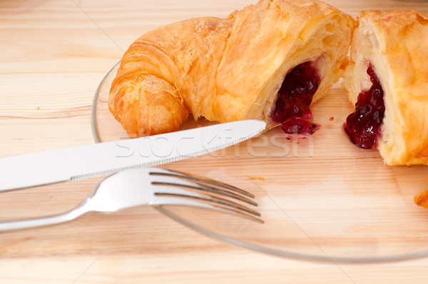 croissant French brioche filled with berries jam Stock photo © keko64