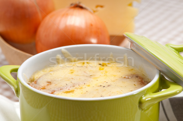 Stockfoto: Soep · gesmolten · kaas · brood · top · klei