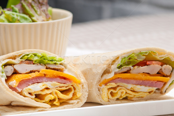Club sandwich pita pane rotolare fresche sani Foto d'archivio © keko64