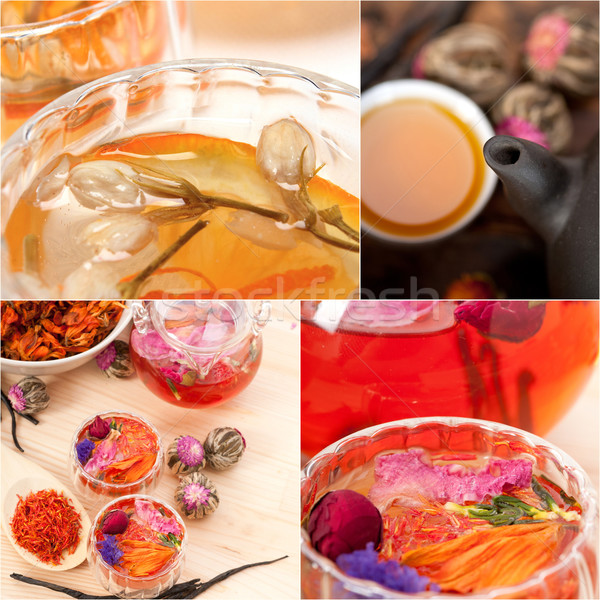 Coleção diferente chá medicinal infusão colagem branco Foto stock © keko64