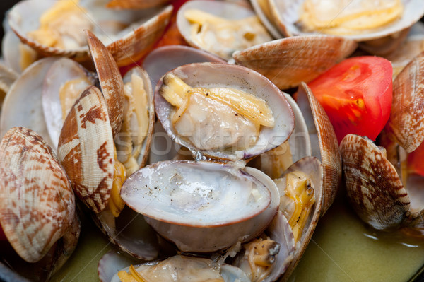 fresh clams on an iron skillet Stock photo © keko64