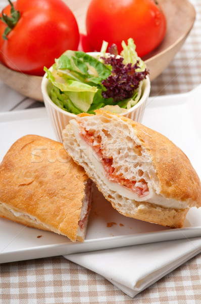 Stock photo: ciabatta panini sandwich with parma ham and tomato