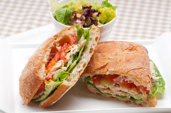 ciabatta panini sandwich with chicken and tomato Stock photo © keko64