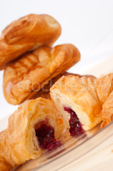 croissant French brioche filled with berries jam Stock photo © keko64