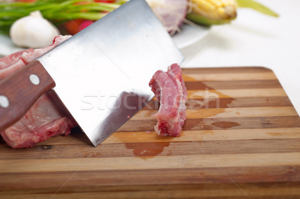 fresh pork ribs and vegetables Stock photo © keko64