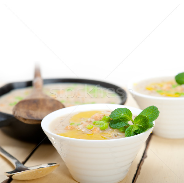 Stock photo: Hearty Middle Eastern Chickpea and Barley Soup