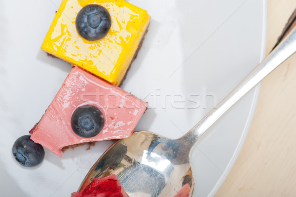 Stock photo: strawberry and mango mousse dessert cake