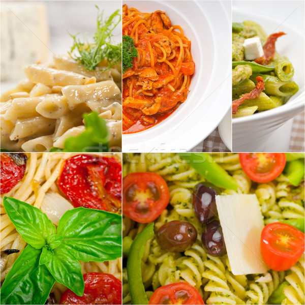 collection of different type of Italian pasta collage Stock photo © keko64