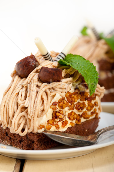chestnut cream cake dessert Stock photo © keko64