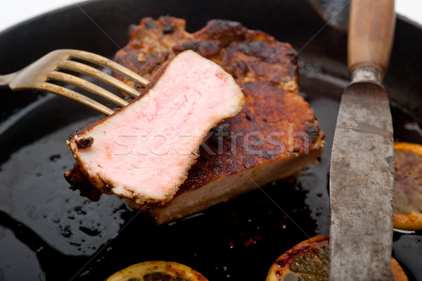 Cerdo chuleta hierro limón especias Foto stock © keko64