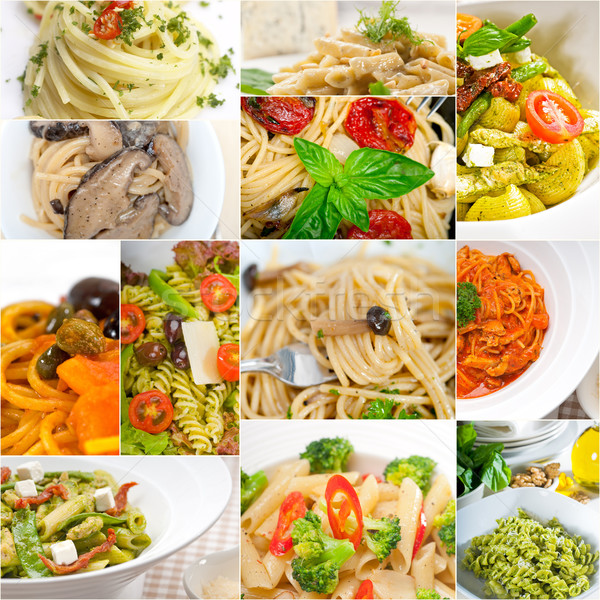 collection of different type of Italian pasta collage Stock photo © keko64