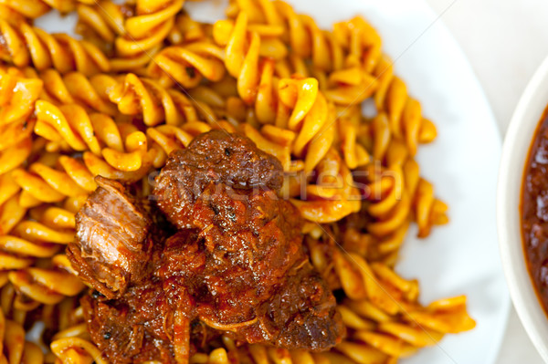 fusilli pasta with neapolitan style ragu meat sauce Stock photo © keko64
