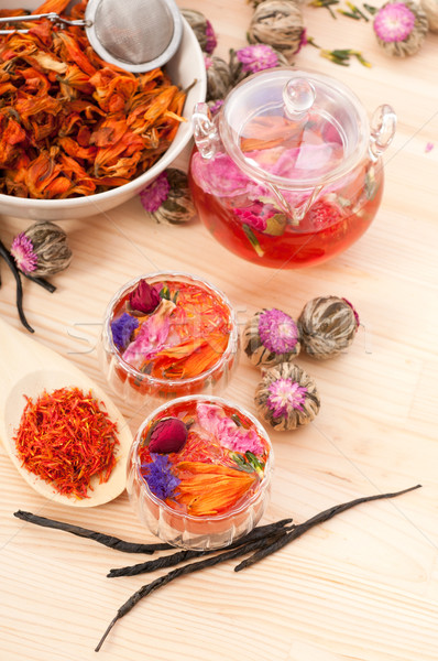 Stock photo: Herbal natural floral tea infusion with dry flowers