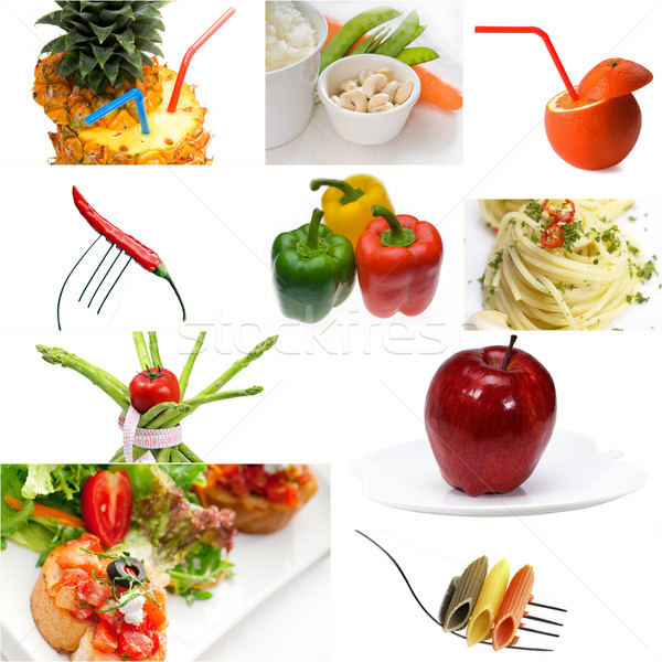 Orgánico vegetariano vegetariano alimentos collage brillante Foto stock © keko64