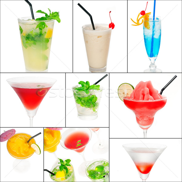 [[stock_photo]]: Cocktails · collage · boissons · carré · cadre · fruits