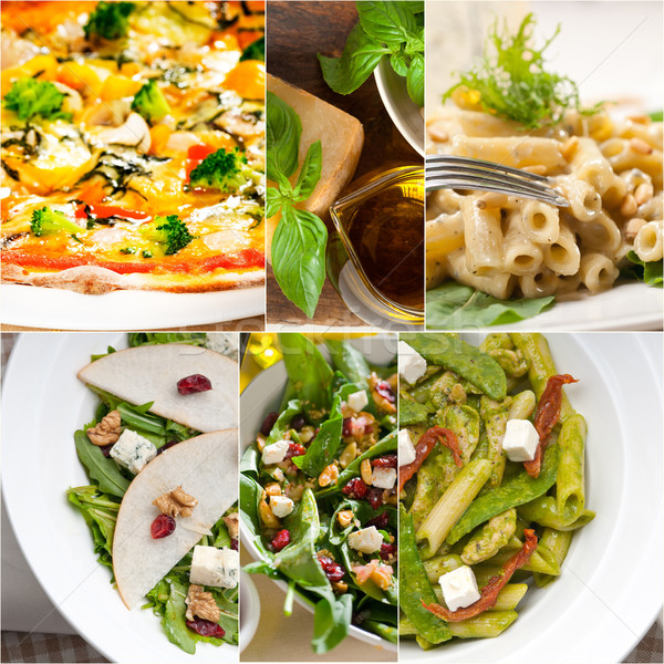 Gesunden lecker italienisches Essen Collage Vegetarier Pasta Stock foto © keko64