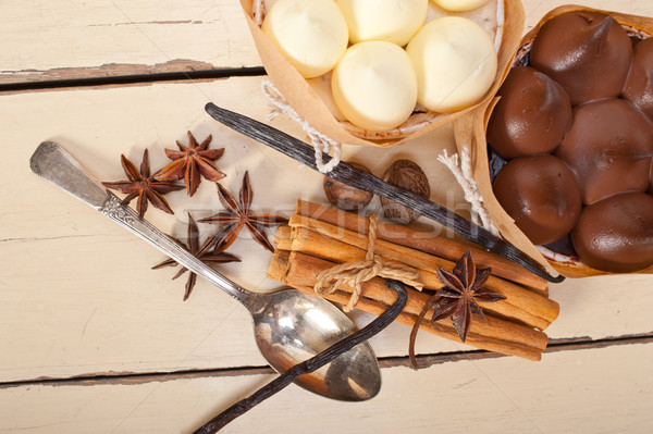 chocolate vanilla and spices cream cake dessert  Stock photo © keko64