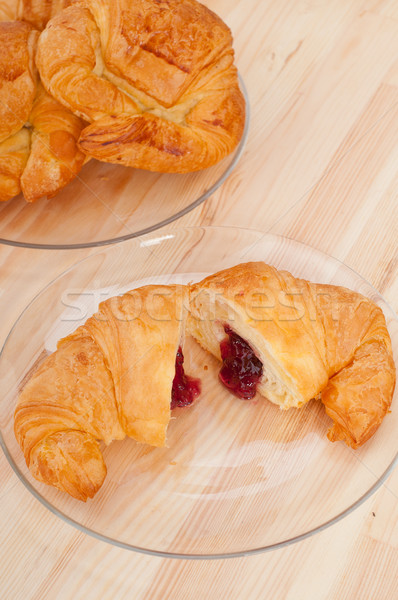 croissant French brioche filled with berries jam Stock photo © keko64