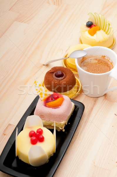 Café expreso café pastel de frutas frutas crema torta Foto stock © keko64