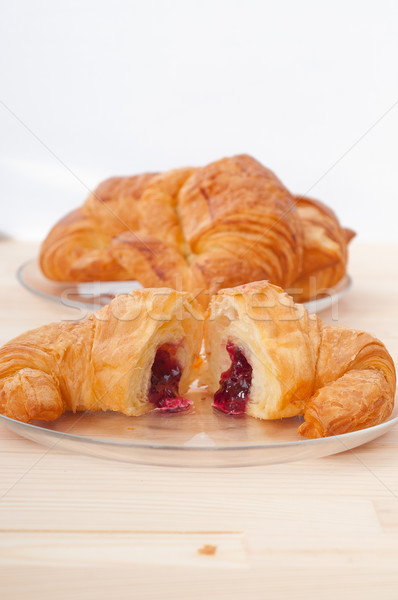 croissant French brioche filled with berries jam Stock photo © keko64