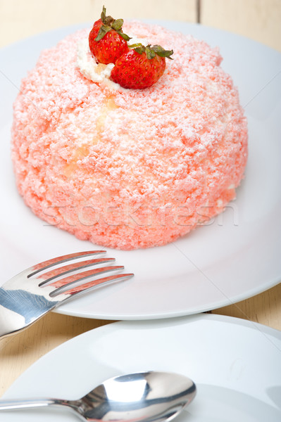 Stock photo: fresh strawberry and whipped cream dessert