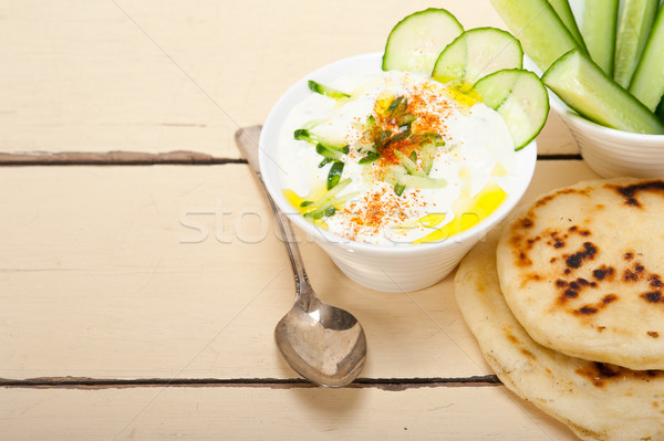 Arab middle east goat yogurt and cucumber salad  Stock photo © keko64