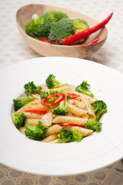 Italian penne pasta with broccoli and chili pepper Stock photo © keko64