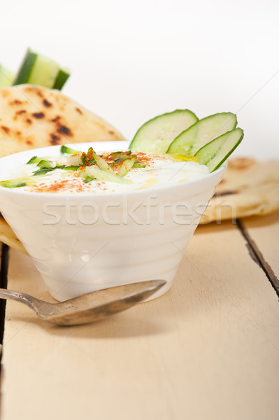 Arab middle east goat yogurt and cucumber salad  Stock photo © keko64