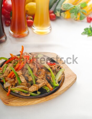 original fajita sizzling hot  on iron plate Stock photo © keko64
