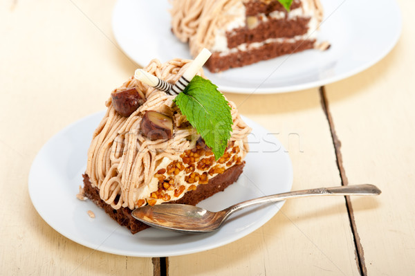 chestnut cream cake dessert Stock photo © keko64