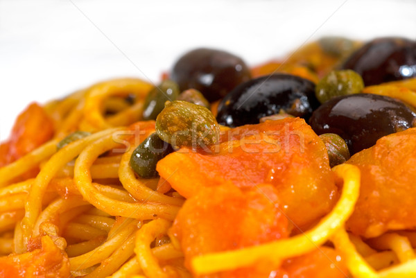 spaghetti pasta puttanesca Stock photo © keko64