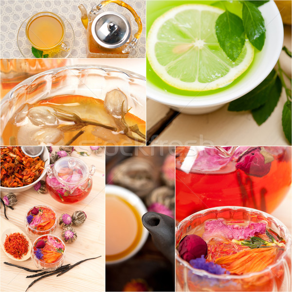 collection of different herbal tea infusion collage Stock photo © keko64