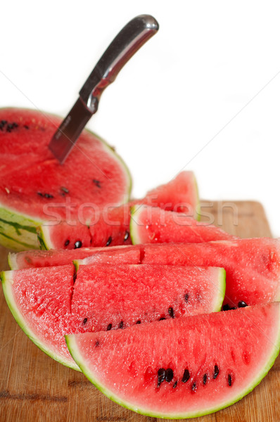 Vers watermeloen houten tafel rijp mes Stockfoto © keko64