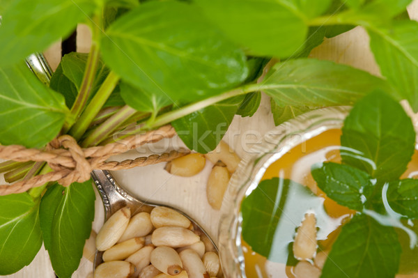 Arab traditional mint and pine nuts tea Stock photo © keko64