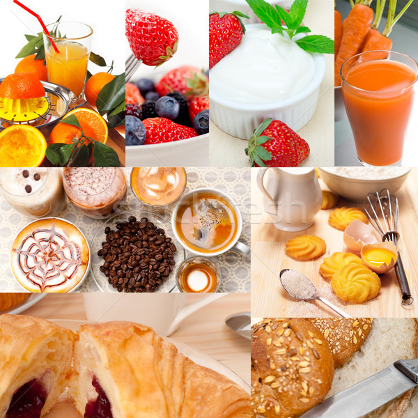 Foto d'archivio: Vegetariano · colazione · collage · fresche · nutriente · vetro