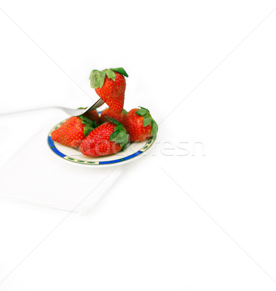 fresh strawberries dish over white Stock photo © keko64