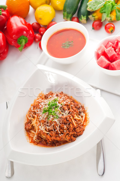 spaghetti pasta with bolognese sauce Stock photo © keko64