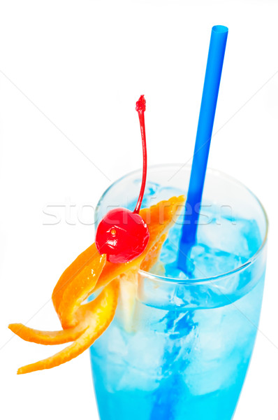 Azul long drink coquetel laranja cereja enfeite Foto stock © keko64