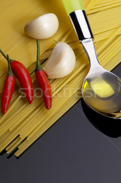 pasta garlic extra virgin olive oil and red chili pepper Stock photo © keko64